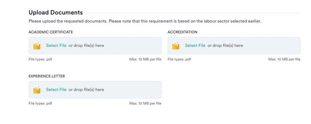 TAMM Application Form Screenshot